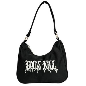 Dolls Kill Logo Mini Hobo Shoulder Bag Black Y2K Goth Streetwear Purse